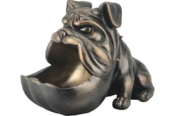 Deko-Figur BULLDOG 30cm bronze mit Ablagefach handmade