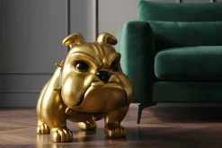 Deko-Figur BULLDOG 70cm gold handmade Hunde-Skulptur