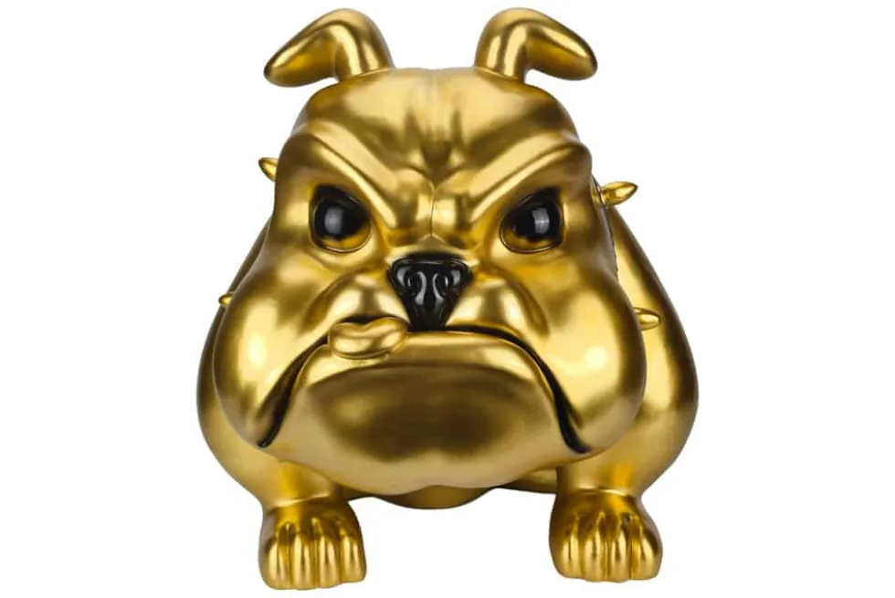 Deko-Figur BULLDOG 70cm gold handmade Hunde-Skulptur
