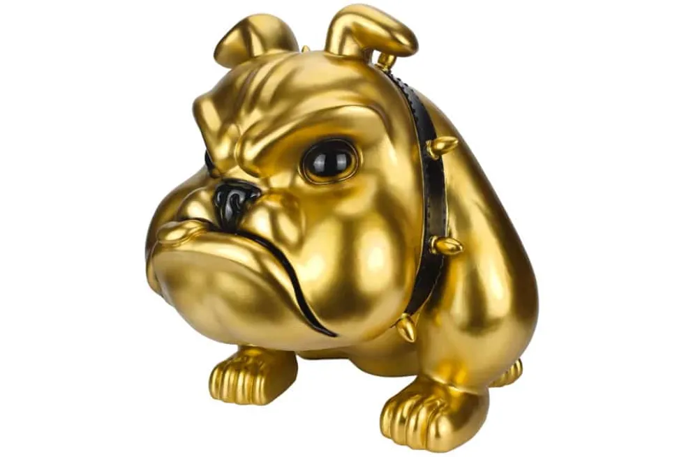 Deko-Figur BULLDOG 70cm gold handmade Hunde-Skulptur