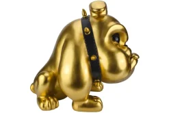 Deko-Figur BULLDOG 70cm gold handmade Hunde-Skulptur