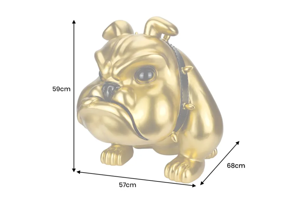 Deko-Figur BULLDOG 70cm gold handmade Hunde-Skulptur