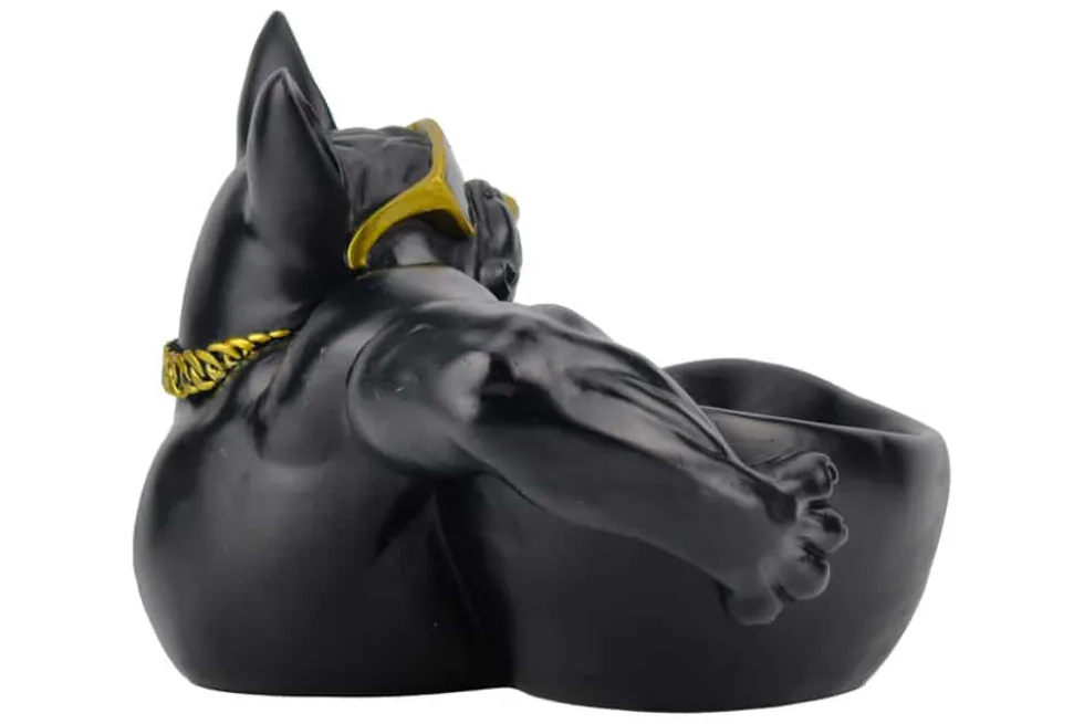 Deko-Figur BULLDOG 35cm schwarz handmade Schale mit Ablagefach