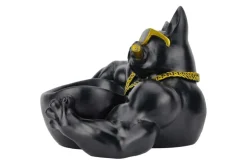 Deko-Figur BULLDOG 35cm schwarz handmade Schale mit Ablagefach