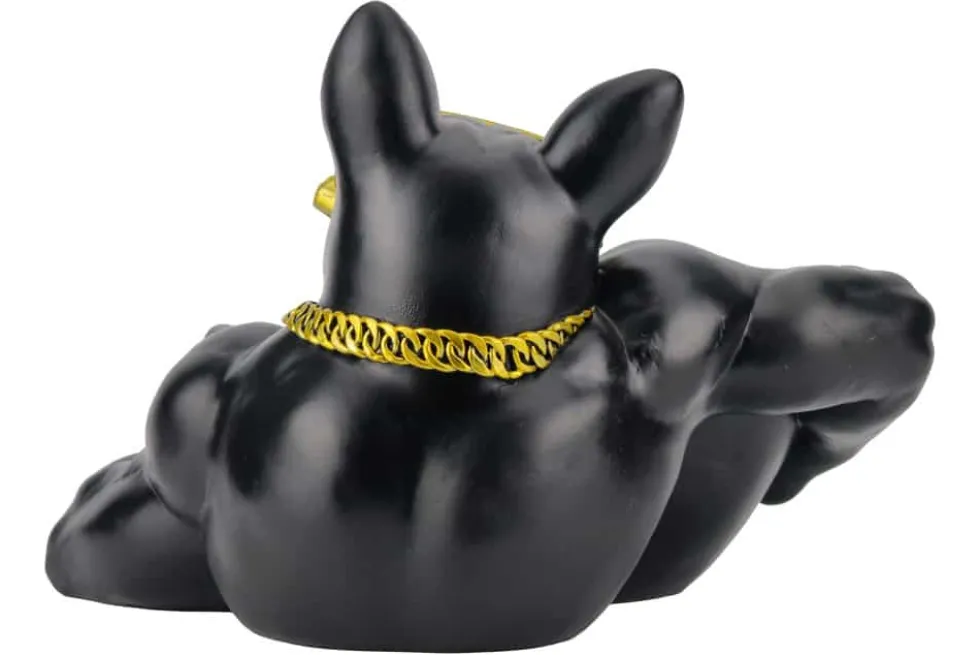 Deko-Figur BULLDOG 35cm schwarz handmade Schale mit Ablagefach