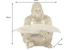 Deko-Figur GORILLA 40cm gold beige handmade mit Schale im Blatt-Design