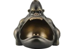 Deko-Figur KING APE 25cm bronze mit Ablagefach handmade Schale