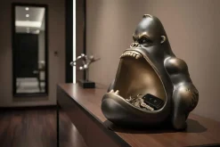 Deko-Figur KING APE 25cm bronze mit Ablagefach handmade Schale