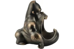 Deko-Figur KING APE 25cm bronze mit Ablagefach handmade Schale