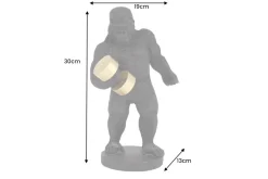 Deko-Figur KING APE 30cm schwarz gold Gorilla mit Hantel handmade