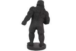 Deko-Figur KING APE 30cm schwarz gold Gorilla mit Hantel handmade