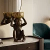 Deko-Figur MONKEY 50cm schwarz gold Affe mit Schale handmade