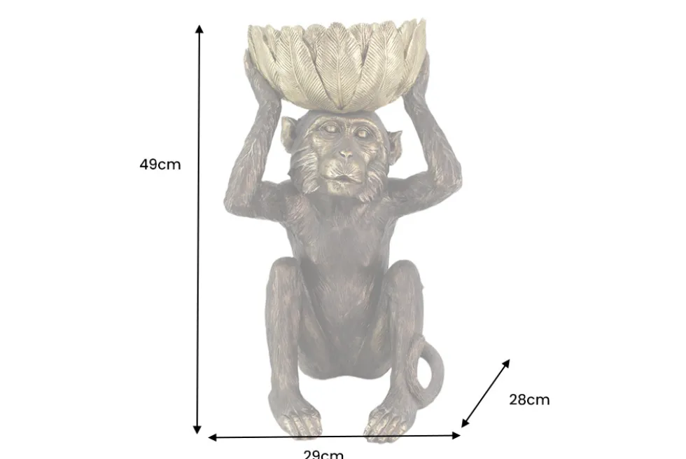 Deko-Figur MONKEY 50cm schwarz gold Affe mit Schale handmade
