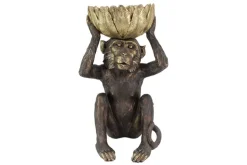 Deko-Figur MONKEY 50cm schwarz gold Affe mit Schale handmade