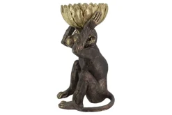 Deko-Figur MONKEY 50cm schwarz gold Affe mit Schale handmade