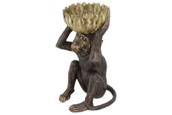 Deko-Figur MONKEY 50cm schwarz gold Affe mit Schale handmade