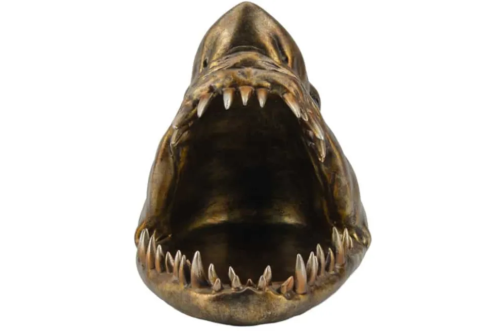 Deko-Figur SHARK HEAD 25cm bronze mit Ablagefach handmade