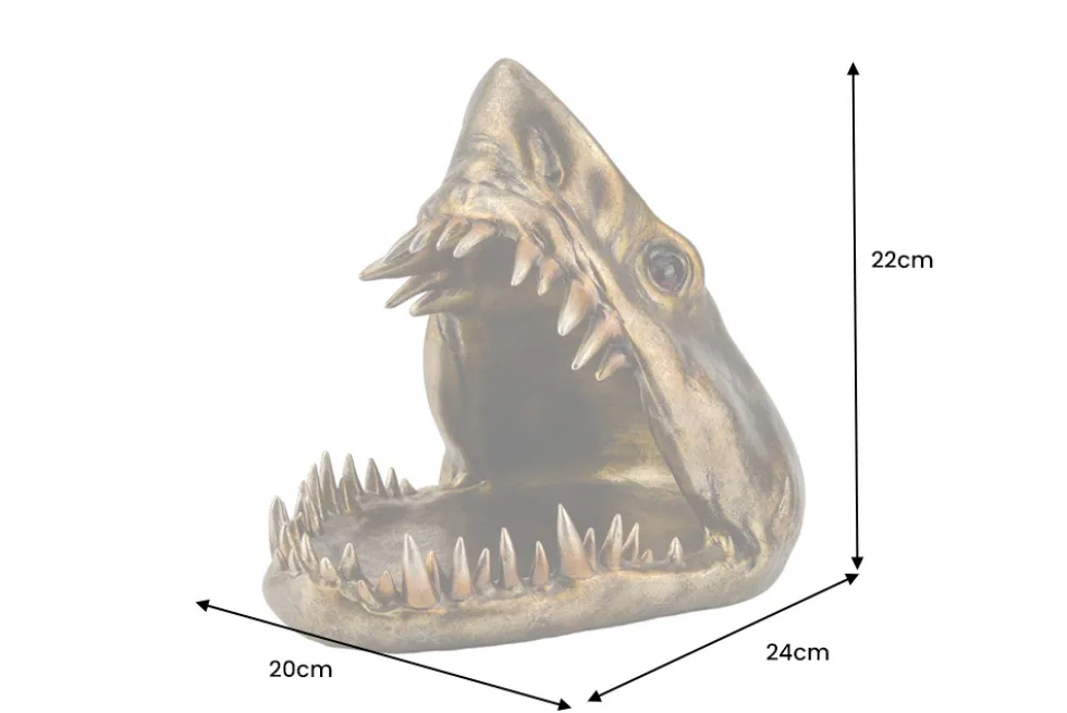 Deko-Figur SHARK HEAD 25cm bronze mit Ablagefach handmade