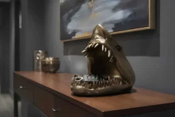 Deko-Figur SHARK HEAD 25cm bronze mit Ablagefach handmade