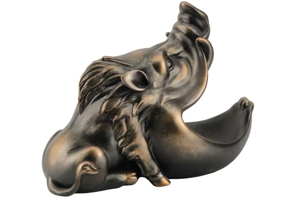 Deko-Figur WARTHOG 35cm bronze mit Ablagefach handmade