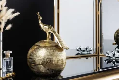 Dekorative Dose WILDLIFE BIRD 30cm gold antik rund Metall