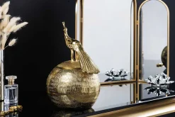 Dekorative Dose WILDLIFE BIRD 30cm gold antik rund Metall