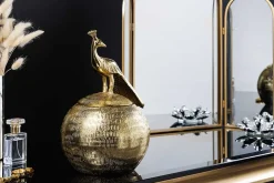 Dekorative Dose WILDLIFE BIRD 30cm gold antik rund Metall