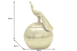 Dekorative Dose WILDLIFE BIRD 30cm gold antik rund Metall