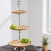 Dekorative Etagere PURE NATURE 68cm silber Mangoholz handmade drei Etagen
