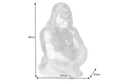 Dekorative Gorillafigur KONG 40cm silber handmade Metall Skulptur
