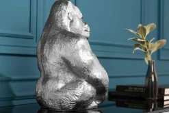 Dekorative Gorillafigur KONG 40cm silber handmade Metall Skulptur