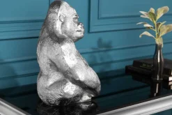 Dekorative Gorillafigur KONG 40cm silber handmade Metall Skulptur