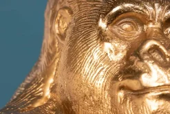 Dekorative Gorillafigur KONG 40cm gold handmade Metall Skulptur