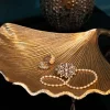 Dekorative Schale GINKGO 35cm gold handmade Metall