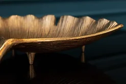 Dekorative Schale GINKGO 35cm gold handmade Metall