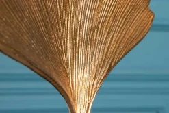 Dekorative Skulptur GINKGO LEAF 44cm gold handmade Metall mit Marmorsockel