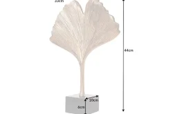 Dekorative Skulptur GINKGO LEAF 44cm gold handmade Metall mit Marmorsockel