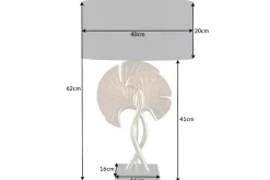 Dekorative Tischlampe GINKGO 62cm schwarz gold Metall Skulptur Leuchte mit Marmorfuß