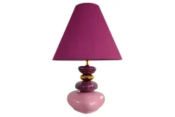 Dekorative Tischlampe STONES OF ECSTASY 60cm pink rosa gold mit Stoffschirm rund