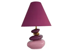 Dekorative Tischlampe STONES OF ECSTASY 60cm pink rosa gold mit Stoffschirm rund