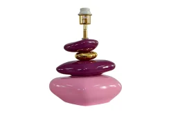 Dekorative Tischlampe STONES OF ECSTASY 60cm pink rosa gold mit Stoffschirm rund