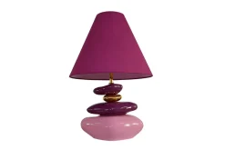 Dekorative Tischlampe STONES OF ECSTASY 60cm pink rosa gold mit Stoffschirm rund