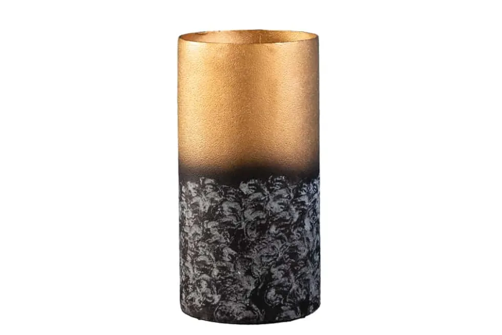 Dekorative Vase ABSTRACT 30cm gold Metall Patina handmade