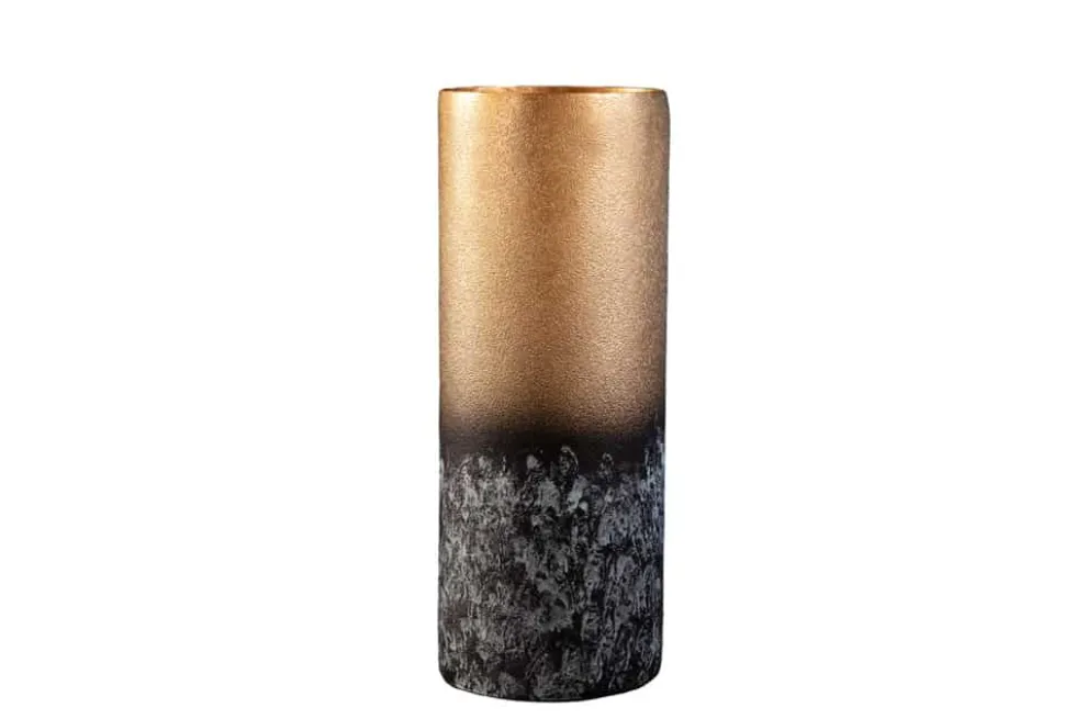 Dekorative Vase ABSTRACT 40cm gold Metall Patina handmade