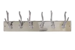 Dekorative Wandgarderobe DEER 50cm silber Aluminium poliert Hirschgeweih Kleiderhaken