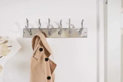 Dekorative Wandgarderobe DEER 50cm silber Aluminium poliert Hirschgeweih Kleiderhaken