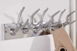 Dekorative Wandgarderobe DEER 50cm silber Aluminium poliert Hirschgeweih Kleiderhaken