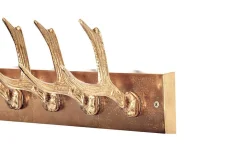 Dekorative Wandgarderobe DEER 50cm gold Metall Hirschgeweih Kleiderhaken
