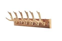 Dekorative Wandgarderobe DEER 50cm gold Metall Hirschgeweih Kleiderhaken