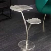 Dekorativer Beistelltisch GINKGO LEAFS 50cm silber handmade Metall